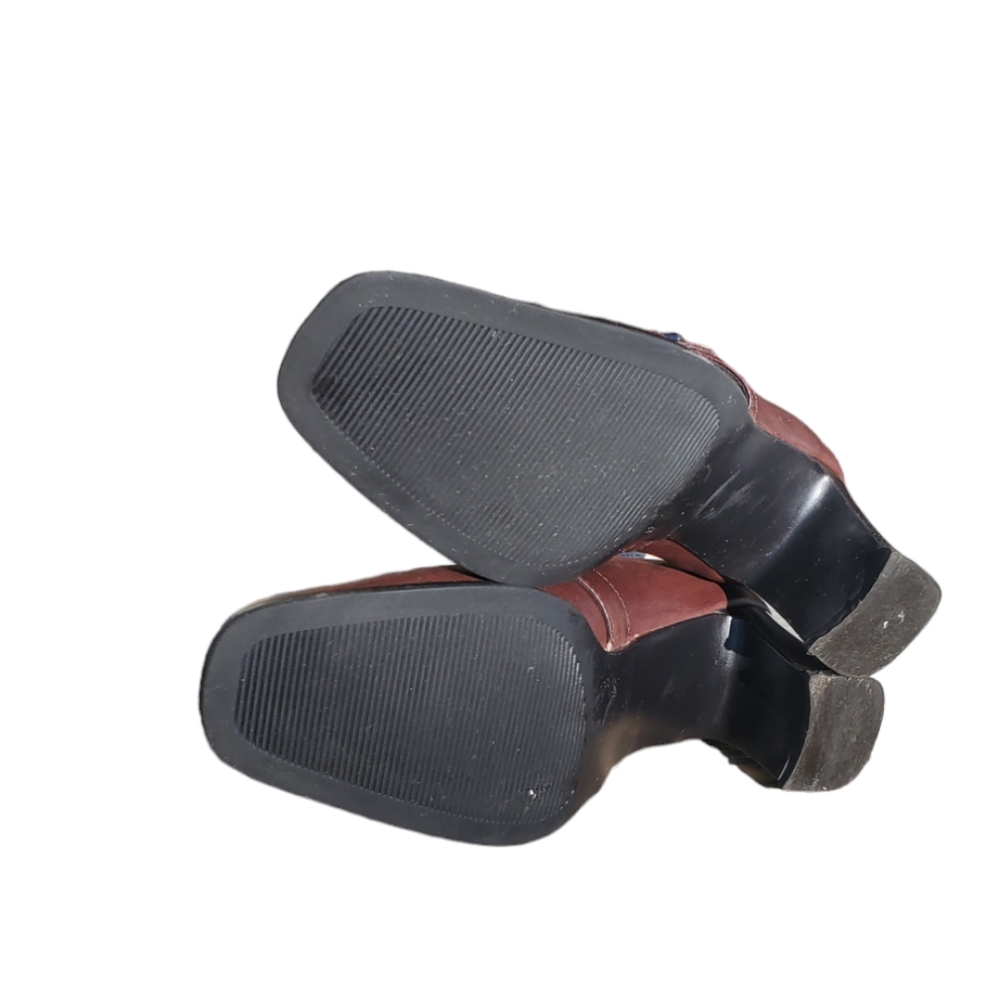 🦜 2/$10 Maripe Brad Leather Brown Heels Shoes. Size 9M - Picture 3 of 5